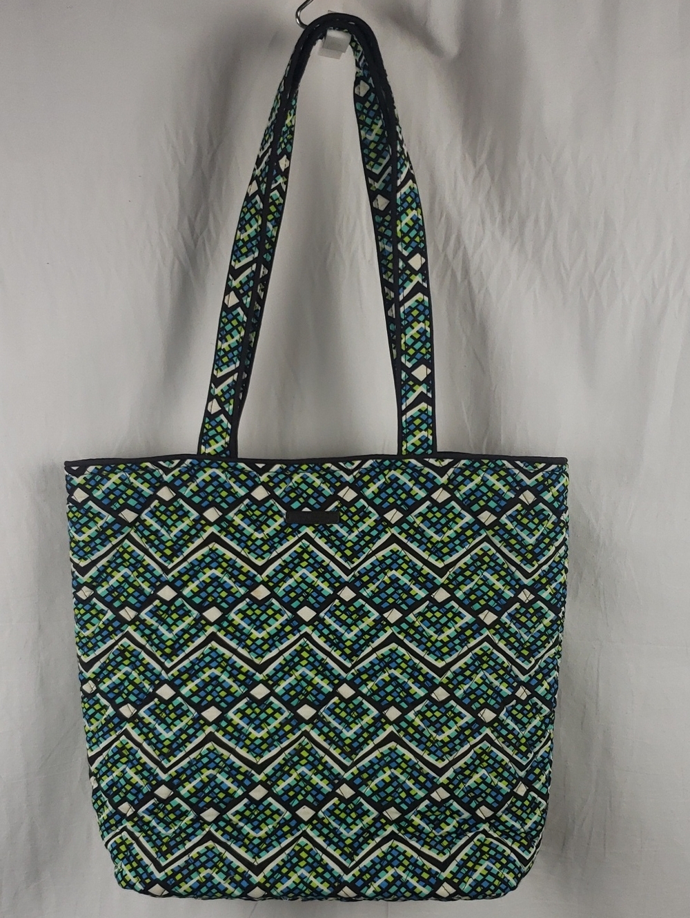 Vera Bradley Hadley East West Rain Forest Blue Green Quilted Tote Bag